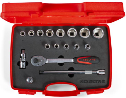 İzeltaş 1113 1/2'' Altı Köşe Lokma Anahtar Takımı 17 Parça - 1113002017