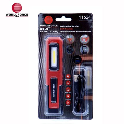 World Force - Şarjlı El Lambası COB Ledli 240 Lm (750 mAh)