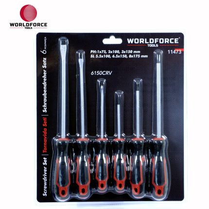 World Force - Tornavida Seti 6 Parça 6150CRV (PH:1x75, 2x100, 3x150мм)(SL 5.5х100, 6.5х150, 8х175мм)