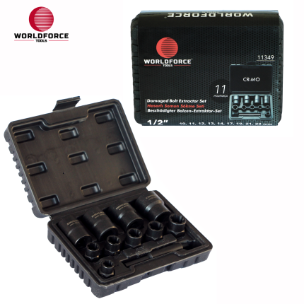 World Force - Hasarlı Somun Sökme Seti 11 Parça 1/2’’ (10,11,12,13,14,17,19,21,22mm)