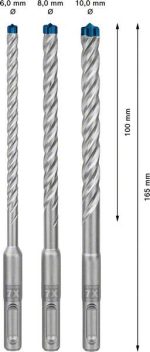 Bosch Kırıcı Delici Uç SDS-Plus-7X Expert Set (3 Parça) (6/8/10 mm) - 2608900196 - Görsel 4
