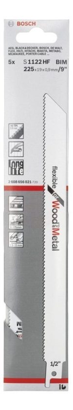 Bosch Panter Testere Bıçağı Flexible For Wood And Metal S 1122 HF 225 mm (5 Adet) - 2608656021 - Görsel 2