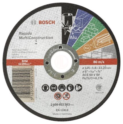 Bosch Çok Amaçlı Kesme Diski Rapido Multi Construction Düz 125x22,23x1,6 mm (ACS 46 V BF) - 2608602383