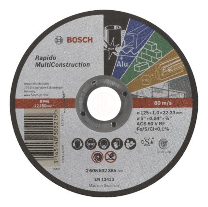 Bosch Çok Amaçlı Kesme Diski Rapido Multi Construction Düz 125x22,23x1,0 mm (ACS 60 V BF) - 2608602385