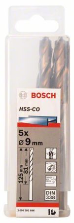 Bosch Metal Matkap Ucu HSS-Co DIN 338 (Altın) 9,0x125 mm (5 Adet) - 2608585896 - Görsel 2
