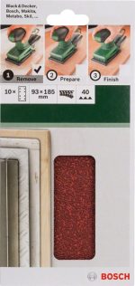 Bosch Titreşimli Zımpara Kağıdı 8 Delik 93x185 mm 40 Kum (10 Adet) - 2609256A80 - Görsel 2