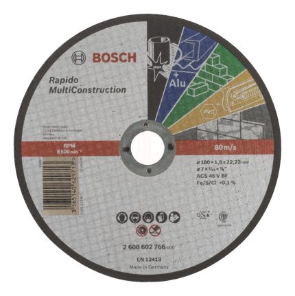 Bosch Çok Amaçlı Kesme Diski Rapido Multi Construction Düz 180x22,23x1,6 mm (ACS 46 V BF) - 2608602766