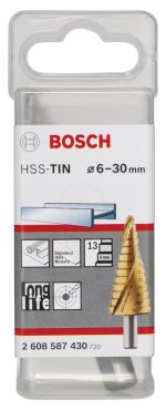 Bosch Spiral Kanallı HSS-TiN 13 Kademeli Matkap Ucu Üç Yüzeyli Şaft Ø6-30 mm - 2608587430 - Görsel 2