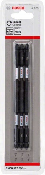 Bosch Vidalama Ucu Çift Taraflı Impact Control PH2x150 mm (3 Adet) - 2608522358 - Görsel 2