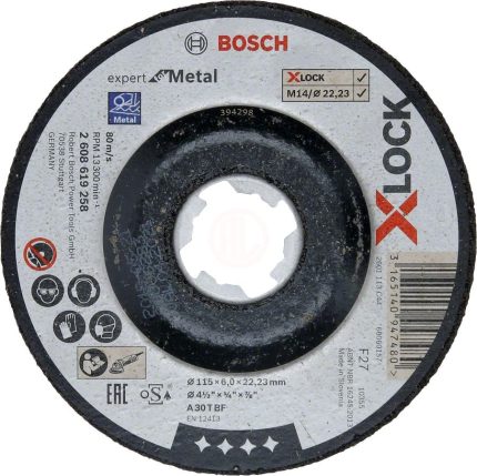 Bosch X-Lock Metal Taşlama Diski Expert For Metal Bombeli 115x22,23x6,0 mm (A 30 T BF) - 2608619258