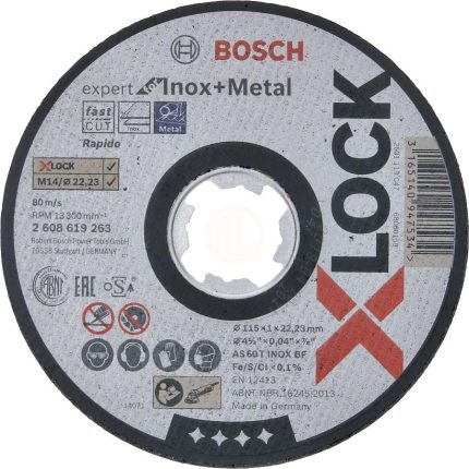 Bosch X-Lock Inox Kesme Diski Expert For Inox + Metal Düz 115x22,23x1,0 mm (AS 60 T INOX BF) - 2608619263