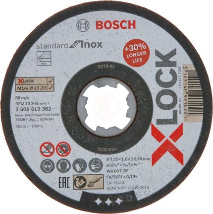 Bosch X-Lock Inox Kesme Diski Standard For Inox Düz 115x22,23x1,6 mm (WA 60 T BF) - 2608619362