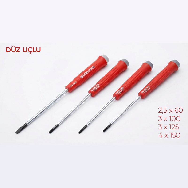 İzeltaş Düz Uçlu Klemens Tornavida Seti 4 parça