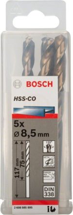 Bosch Metal Matkap Ucu HSS-Co DIN 338 (Altın) 8,5x117 mm (5 Adet) - 2608585895 - Görsel 2