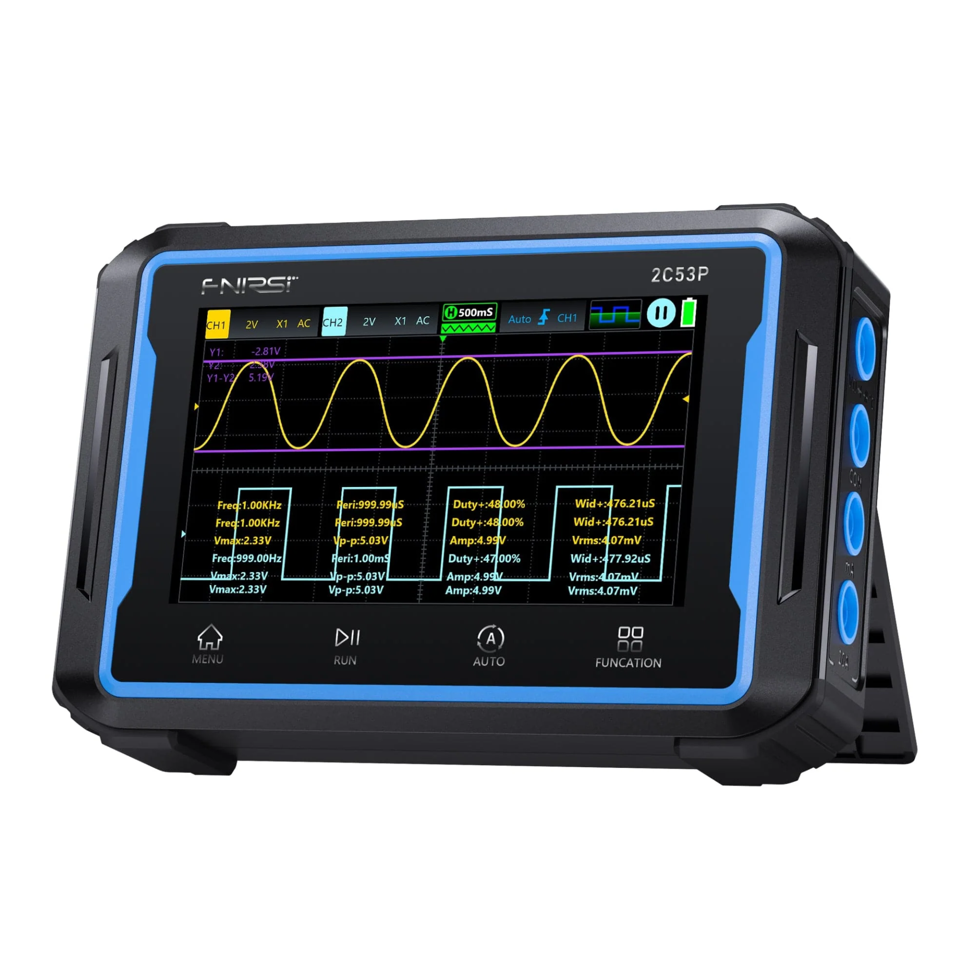 2c53p-1 Fnirsi 2C53P 3in1 50MHz 2 Kanal 250MSa/s El Tipi Dijital Tablet Osiloskop & Multimetre & Sinyal Jeneratörü - Görsel 1